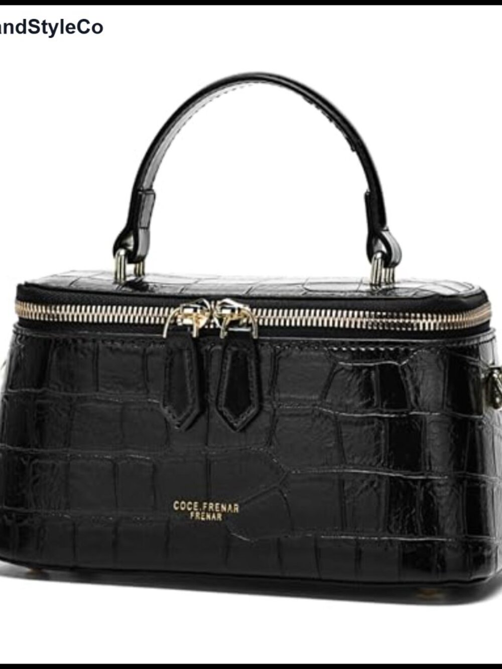 Crocodile-Embossed Faux Leather Crossbody Bag with Top Handle and Adjustable